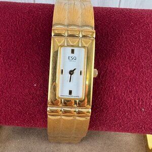 Vintage Women's ESQ By Movado Swiss Gold Plated All Stainless Steel Watch